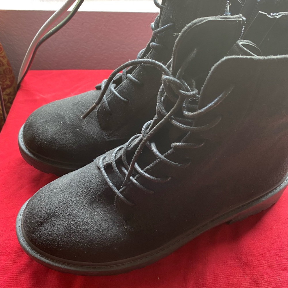 black combat boots